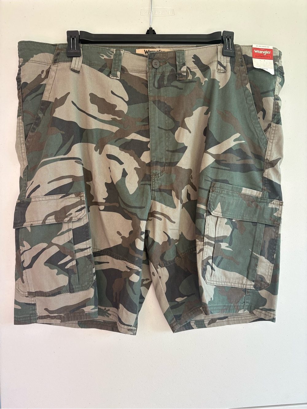 Wrangler Camo Cargo Shorts in Green and Brown